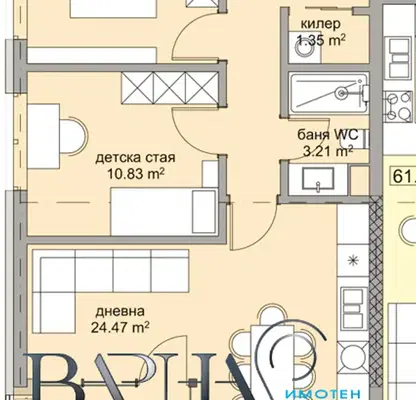 Снимка 3 — Тристаен апартамент в м-т Горна Трака с паркомясто