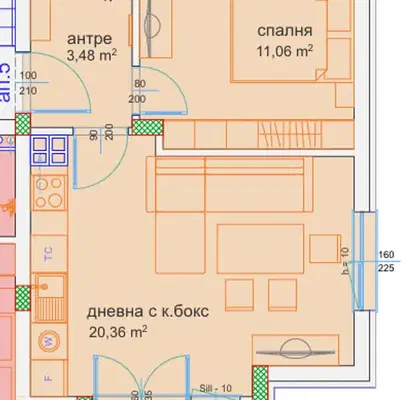 Снимка 2 — Двустаен апартамент в м-т Пчелина, Варна с балкон