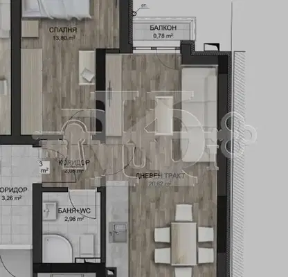 Photo 2 — Two-room apartment with two terraces in Pogrebi, Varna