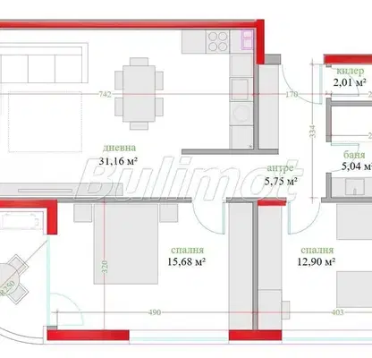 Снимка 4 — Тристаен апартамент в Трошево, Варна с ново строителство