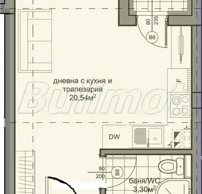 Photo 3 — One-room apartment near Kaufland in Varna with terrace