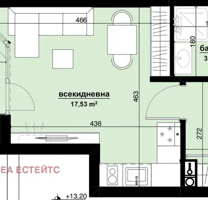 Снимка 2 — Студио апартамент в Хоризонт, Бургас с тераса