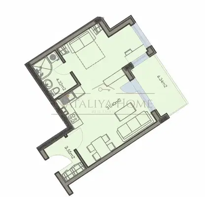 Снимка 3 — Едностаен апартамент 65 кв.м. в Изгрев, Бургас с тераса