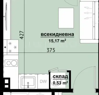 Снимка 2 — Едностаен апартамент в Изгрев, Бургас с асансьор