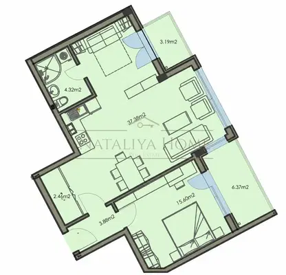 Снимка 2 — Двустаен апартамент с две тераси в Изгрев, Бургас