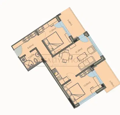 Снимка 2 — Тристаен апартамент в Изгрев, Бургас с две тераси