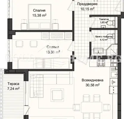 Снимка 5 — Тристаен апартамент в Гагарин, Пловдив с асансьор и паркинг