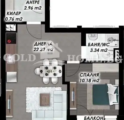 Снимка 2 — Тристаен апартамент в Гагарин, Пловдив с асансьор