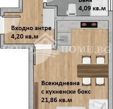 Снимка 2 — 2-стаен апартамент с лоджия в Христо Смирненски, Пловдив