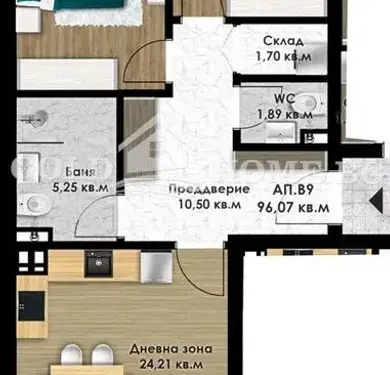 Снимка 3 — Тристаен апартамент в Коматево с две тераси