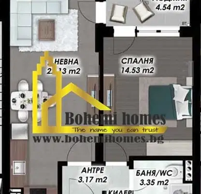 Снимка 2 — 2-стаен апартамент в Кършияка с тераса в нова сграда