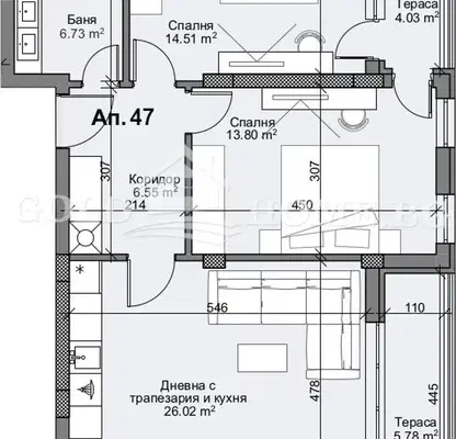 Снимка 2 — Тристаен апартамент в Кършияка с паркомясто и асансьор