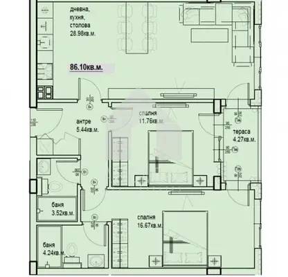 Снимка 2 — Тристаен апартамент в Кършияка с тераса и модерно строителство