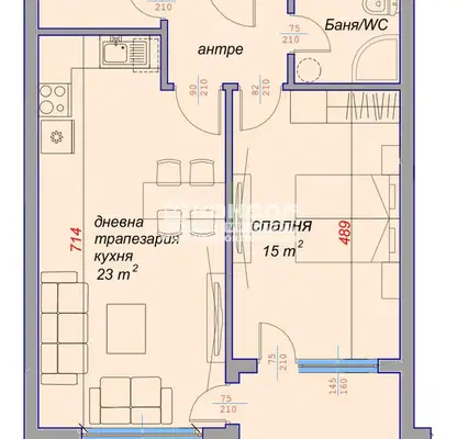 Снимка 2 — Двустаен апартамент в Кючук Париж, Пловдив с тераса