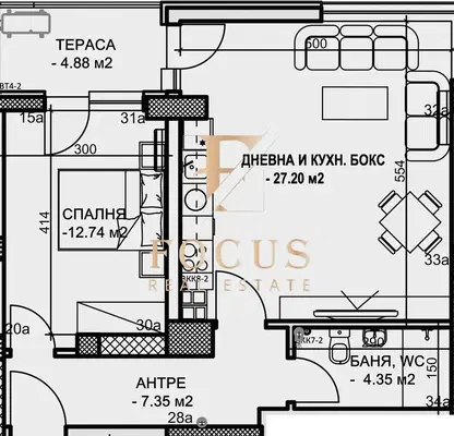Снимка 2 — Двустаен апартамент с тераса в Кючук Париж, Пловдив