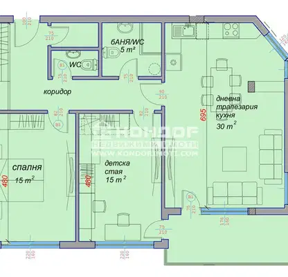 Снимка 3 — Тристаен апартамент в Кючук Париж, Пловдив с тераса