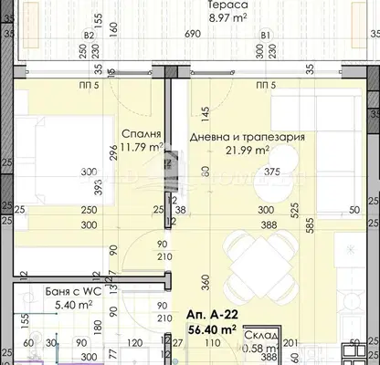 Снимка 4 — Двустайно жилище в Остромила с паркомясто и асансьор