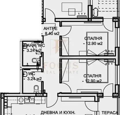 Снимка 2 — Четиристаен апартамент в Остромила с две тераси