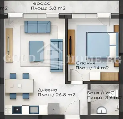 Photo 2 — 2-bedroom apartment in Plovdiv, Proslav