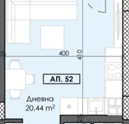 Снимка 2 — Едностаен апартамент в Тракия, Пловдив с асансьор и видеонаблюдение