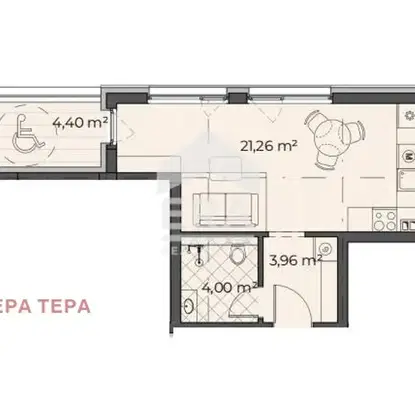 Снимка 3 — Едностаен апартамент в с. Бистрица