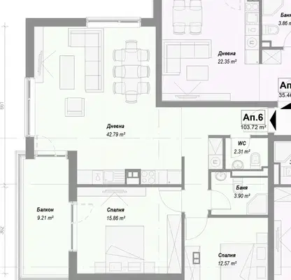 Снимка 2 — Тристаен апартамент в с. Бистрица