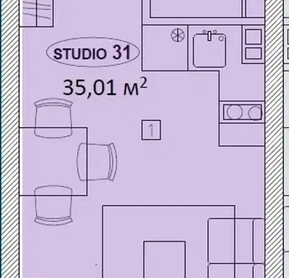 Снимка 3 — Едностаен апартамент 35 кв.м. в Център с южно изложение