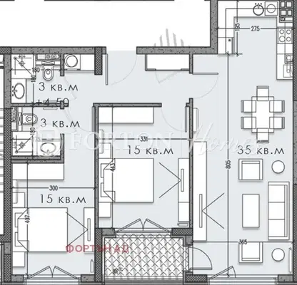 Снимка 3 — Тристаен апартамент 115 кв.м в Кръстова вада с тераса