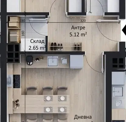 Снимка 4 — Двустаен апартамент с двор в Малинова долина, София