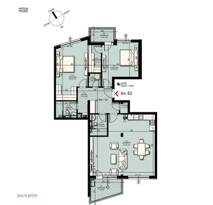Снимка 3 — Тристаен апартамент с две тераси в Малинова долина, София