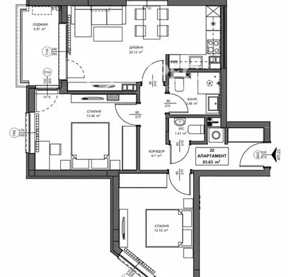 Снимка 4 — Тристаен апартамент в София, Обеля 2