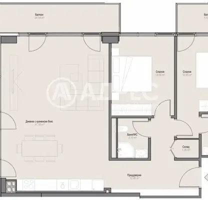 Photo 2 — Three-room apartment in Oborishte with inner park and elevator