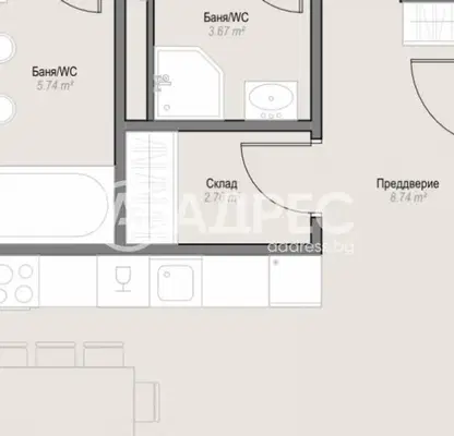 Photo 2 — Three-room apartment in Oborishte with parking space and elevator