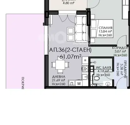 Снимка 4 — Двустаен апартамент с тераса в Овча купел, София