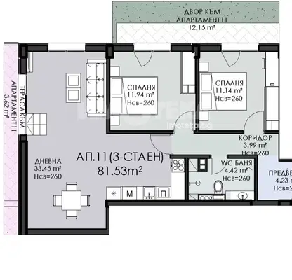 Снимка 4 — Тристаен апартамент с двор в Овча купел, София