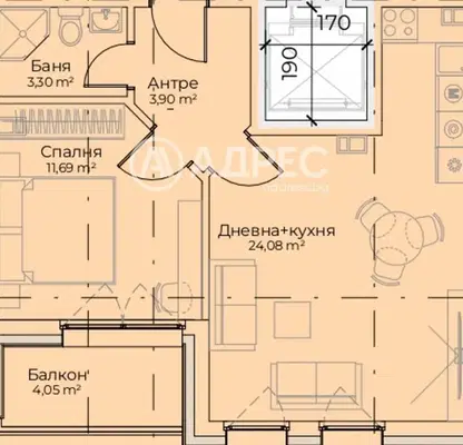 Снимка 2 — Двустаен апартамент с южно изложение в Симеоново, София