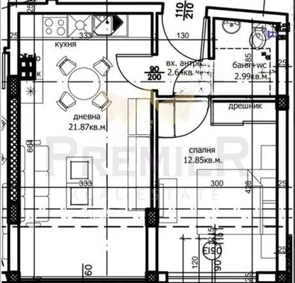 Снимка 3 — Двустаен апартамент с тераса в Левски 1, Варна