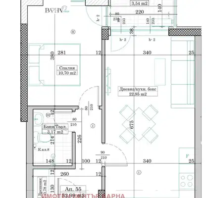 Снимка 4 — Двустаен апартамент с тераса в Левски 1, Варна