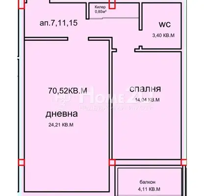 Снимка 3 — Двустаен апартамент с морска гледка във Виница, Варна