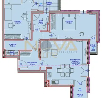 Снимка 2 — Тристаен апартамент с морска панорама във Виница, Варна