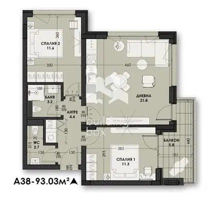 Снимка 3 — Тристаен апартамент в кв. Виница с югоизточно изложение