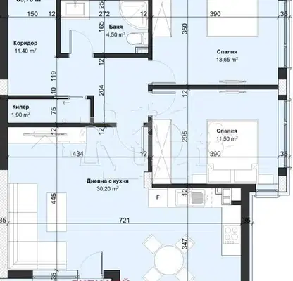 Снимка 4 — Тристаен апартамент с две тераси във Варна, Виница