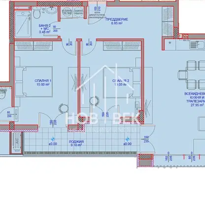 Снимка 4 — Просторен 3-стаен апартамент с тераса във Виница, Варна