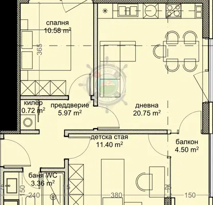 Снимка 2 — Тристаен апартамент с тераса във Владислав Варненчик, Варна