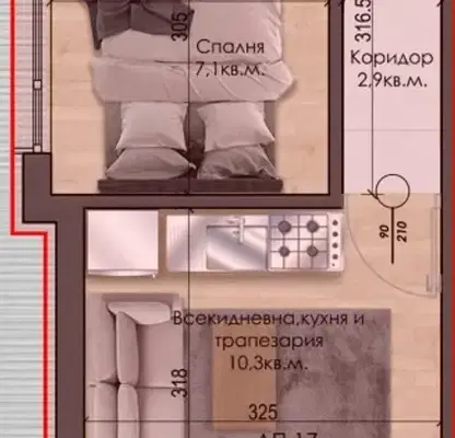Снимка 2 — Двустаен апартамент в Пазарджик, Велин