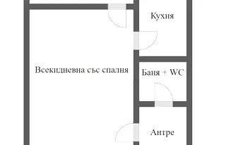 Гарсониера с отделна кухня в Меден рудник - зона А, Бургас