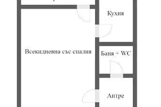 Гарсониера с отделна кухня в Меден рудник - зона А, Бургас