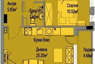 Двустаен апартамент в Меден рудник с тераса и високи тавани