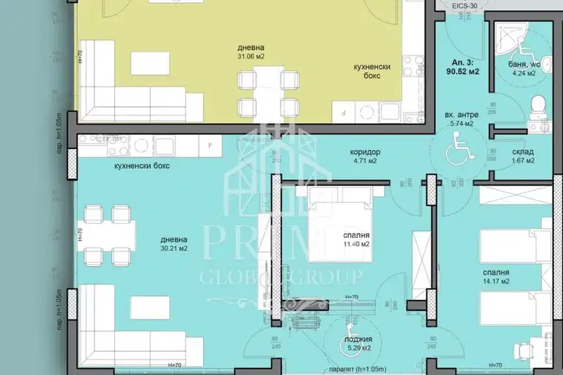 3-bedroom apartment in Burgas, Meden Rudnik - Zona D