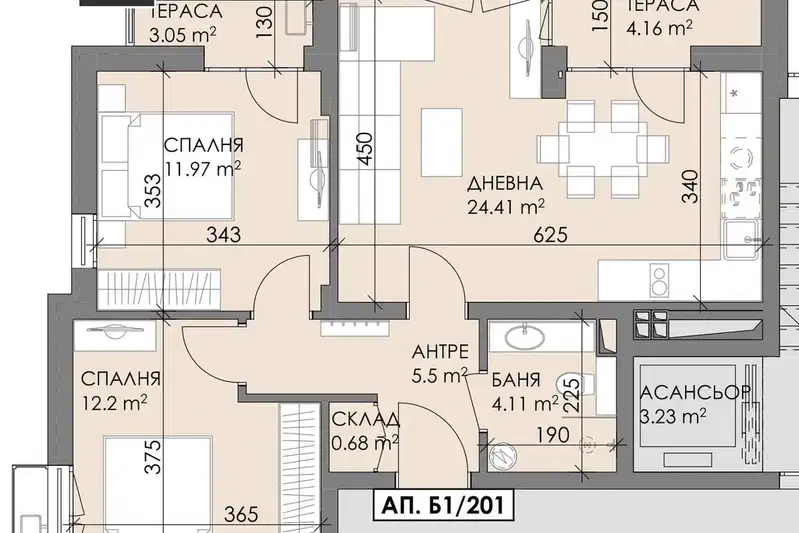 3-bedroom apartment in Burgas, Meden Rudnik - Zona V